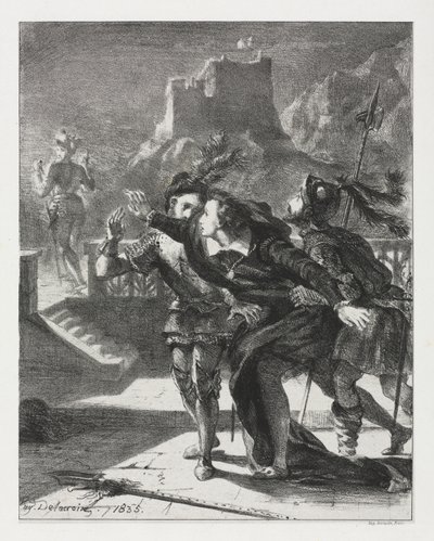 ハムレット：父の亡霊を追うハムレット 作： Eugène Delacroix