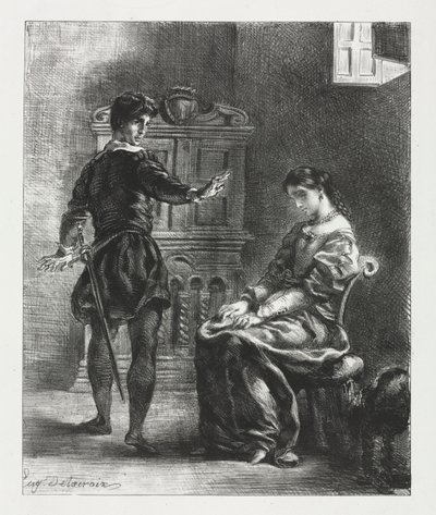 ハムレット：ハムレットとオフィーリア 作： Eugène Delacroix