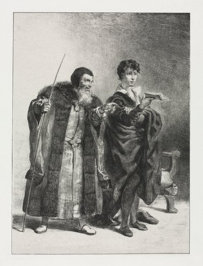 ハムレット：ポローニアスとハムレット 作： Eugène Delacroix