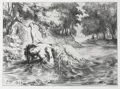 ハムレット: オフィーリアの死 作： Eugène Delacroix