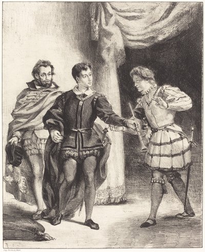 ハムレットとギルデンスターン 第 3 幕、シーン II、18341843。 作： Eugène Delacroix