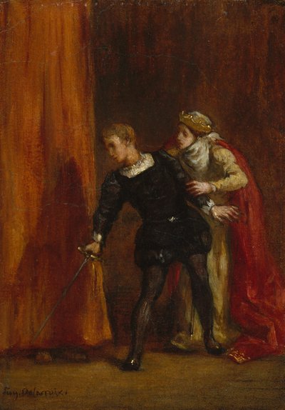 ハムレットとその母、1849年。 作： Ferdinand Victor Eugene Delacroix