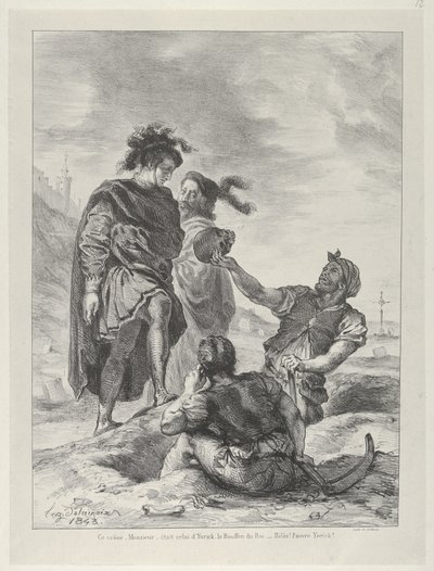 墓掘り人の前のハムレットとホレイショ, 1843., 1843. 作： Eugène Delacroix