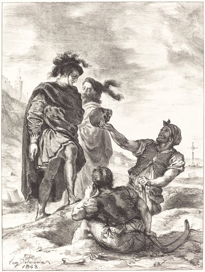 グレイブディガーの前のハムレットとホレイショ (Act V, Scene I) 作： Eugène Delacroix