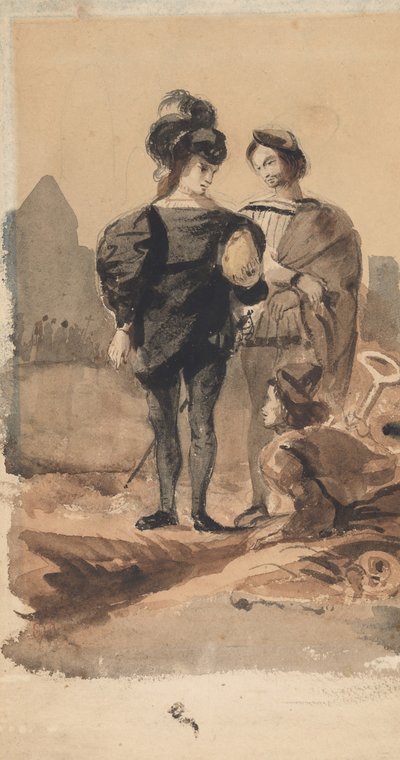 墓地のハムレットとホレイショ、1827-28年。 作： Eugène Delacroix