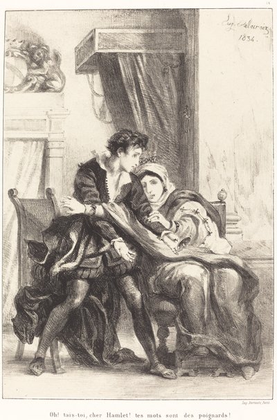 ハムレットと女王 (第 3 幕、第 4 場) 作： Eugène Delacroix
