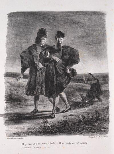 ファウストのイラスト: ファウスト、メフィストフェレス、ゴシキドリ 作： Eugène Delacroix