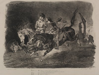ファウストの挿絵: ファウストとメフィストフェレスの安息日の乗馬 作： Eugène Delacroix