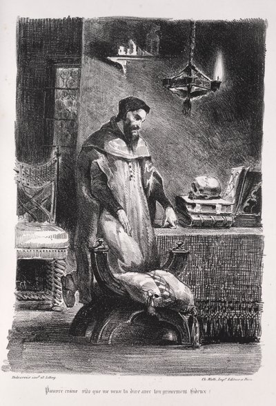 ファウストのイラスト: 楽屋のファウスト 作： Eugène Delacroix