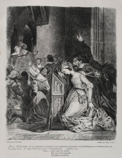 ファウストの挿絵: 教会のマルグリット 作： Eugène Delacroix