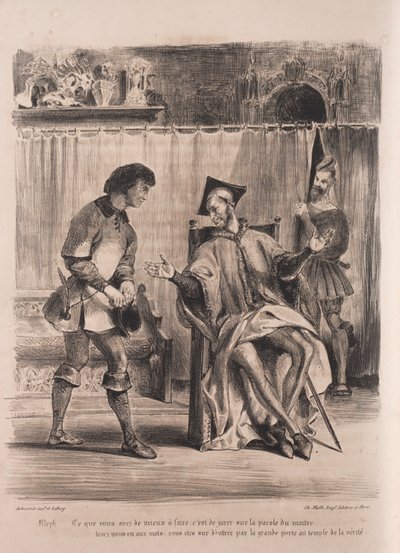 ファウストの挿絵: 男子生徒を迎えるメフィストフェレ 作： Eugène Delacroix