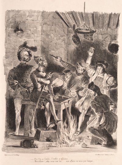 ファウストの挿絵: 学生の居酒屋でのメフィストフェレス 作： Eugène Delacroix