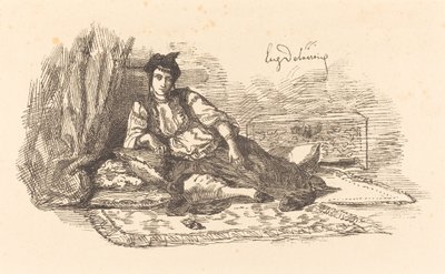 アルジェのユダヤ人女性 (アルジェのユダヤ人とアルジェの通り) 作： Eugène Delacroix