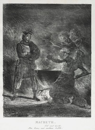 魔女に相談するマクベス 作： Eugène Delacroix