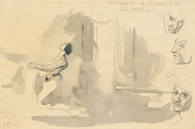 教会のマルグリットとメフィストフェレスの頭部の研究 作： Eugène Delacroix