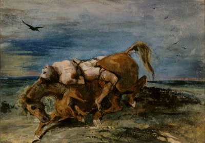 瀕死の馬に乗ったマゼッパ、1824年。 作： Eugène Delacroix