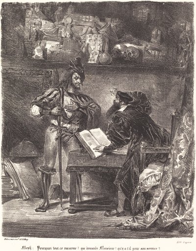 ファウストにメフィスト登場 作： Eugène Delacroix