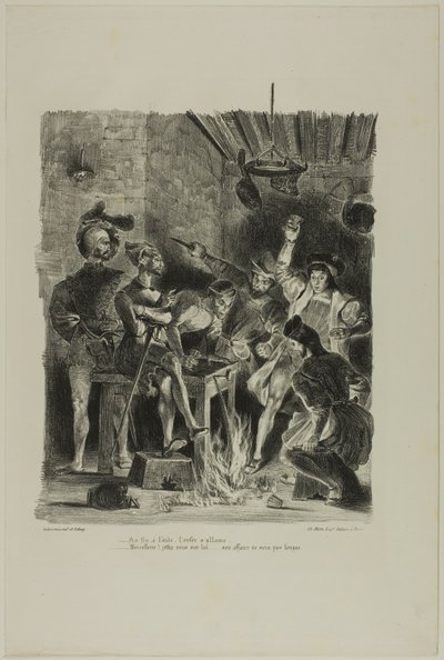 学生宿舎のメフィスト、『ファウスト』より 作： Eugène Delacroix