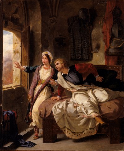 1823年、レベッカと負傷したアイバンホー。 作： Ferdinand Victor Eugene Delacroix