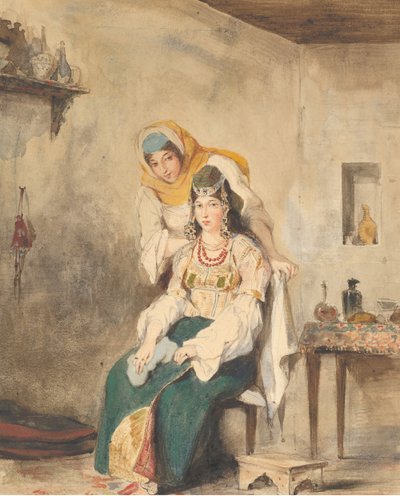 アブラハム ベン チモールの妻サアダと娘の一人プレシアダ、1832 年。 作： Eugène Delacroix