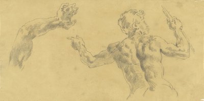 後ろから見た腕と男性のスケッチ 作： Eugène Delacroix