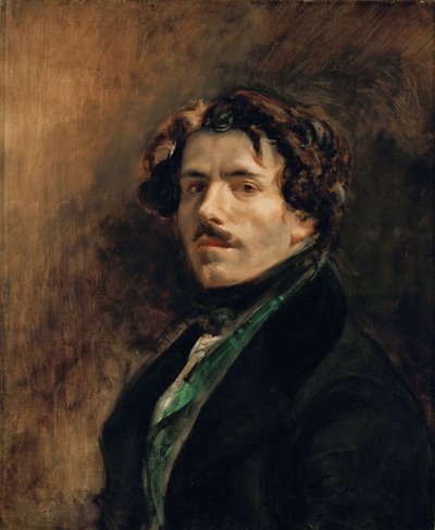 グリーンのベストを着たセルフポートレイト 作： Eugène Delacroix