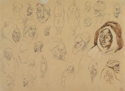1832年以降のアラブ人の頭と人物の研究。 作： Eugène Delacroix