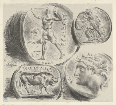 ギリシャの硬貨4枚の研究、1825年、1825年。 作： Eugène Delacroix