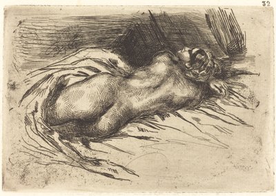 後ろから見た女性の習作 作： Eugène Delacroix