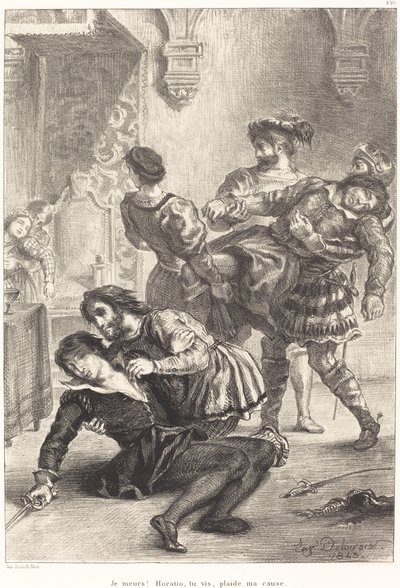 ハムレットの死 第 5 幕、第 2 場、1843 年。 作： Eugène Delacroix