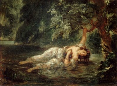 オフィーリアの死、1853年。 作： Eugène Delacroix