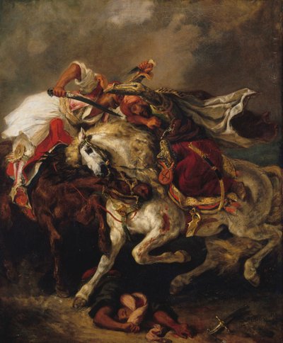 ジャウルとパシャの戦い、1835年。 作： Eugène Delacroix
