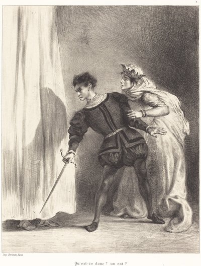 ポローニアスの殺人 (第 3 幕、第 4 場) 作： Eugène Delacroix