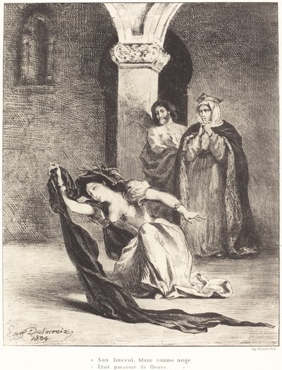 オフィーリアの歌第4幕第5場、1834年。 作： Eugène Delacroix