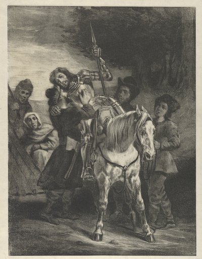 ジプシーに連れ去られた負傷したゲッツ、1836-43., 1836-43. 作： Eugène Delacroix