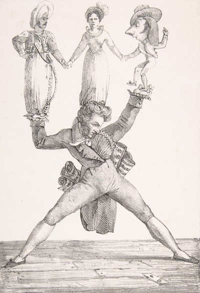 イタリア劇場、1821年、1821年。 作： Eugène Delacroix