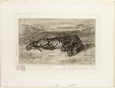 砂漠で休むトラ 作： Eugène Delacroix