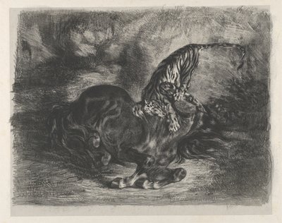 トラに倒された野生の馬, 1828., 1828. 作： Eugène Delacroix