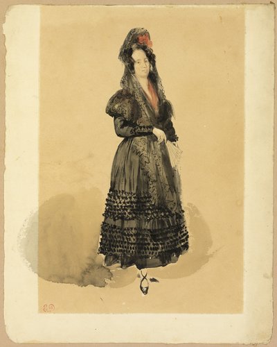 マノーラの衣装を着た若いスペイン人女性 作： Eugène Delacroix