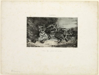 お母さんと遊ぶ子トラ 作： Eugène Delacroix
