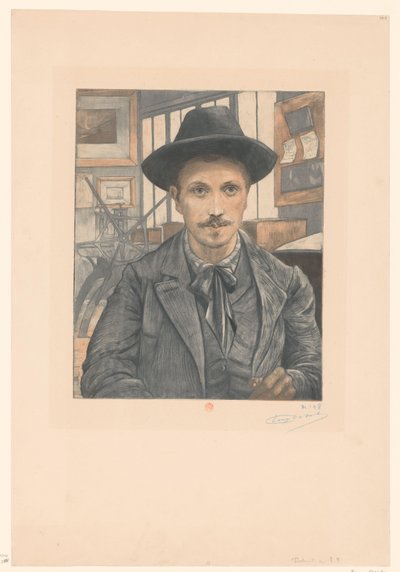 ウジェーヌ・デラートルの自画像 作： Eugène Delâtre (signed by artist)