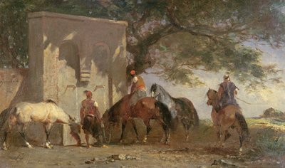 アラブ人が馬に水をまく、1865-75年 作： Eugène Fromentin