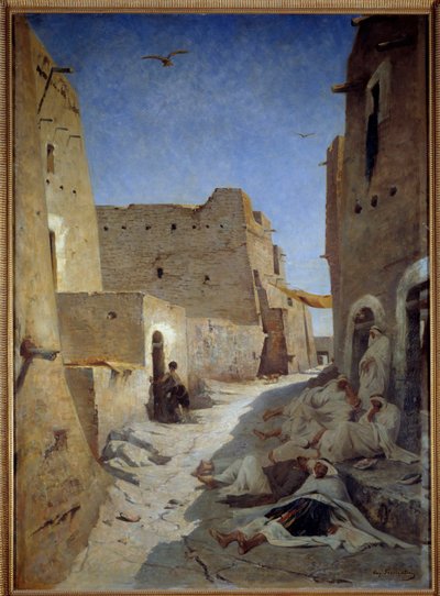 ユージン・フロマンティンによるアルジェリア絵画のラグアトのバブ・エル・ガルビ通りの眺め 作： Eugène Fromentin