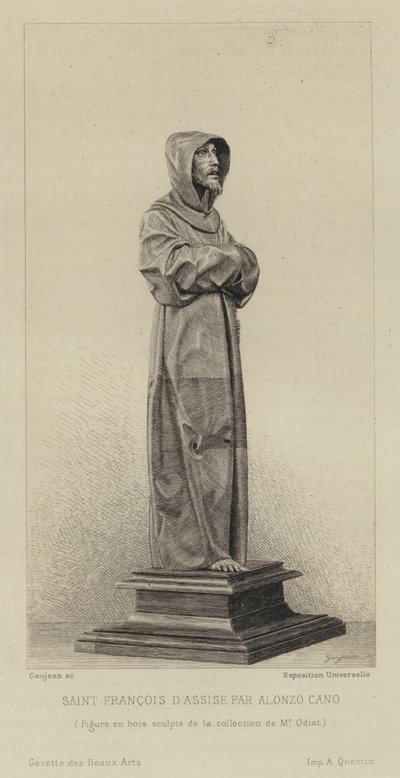 アロンゾ・カノによるアシジの聖フランシスコの木彫像 作： Eugène Gaujean