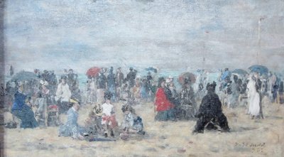 トゥルーヴィルの海岸にて 作： ユージン・ルイ・ブーダン
