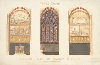 1843年、パリのノートルダム大聖堂の身廊にあるチャペルの改修計画。 作： Eugène Viollet le Duc