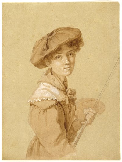 自画像、1820-29年（紙に鉛筆、セピア、ガッシュ） 作： Eugénie Tripier Lefranc