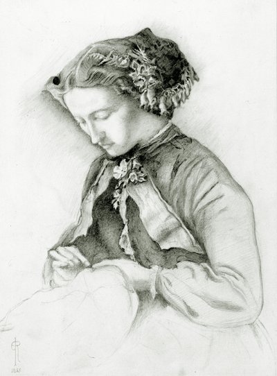 彼女の髪にジギタリスとエフィーの肖像（ジギタリス）1853 作： Euphemia Ruskin