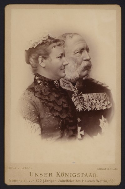 ポートレート、ザクセン王アルベルトとその妻（元スウェーデン王女カロラ）（白黒写真 作： European Photographer