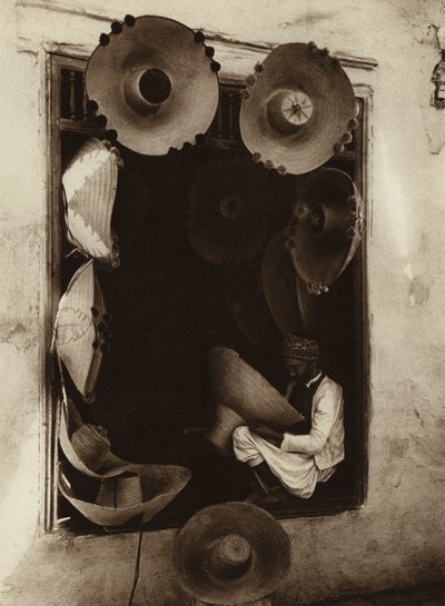 チュニジアの帽子織り職人（モノクロ写真） 作： European Photographer